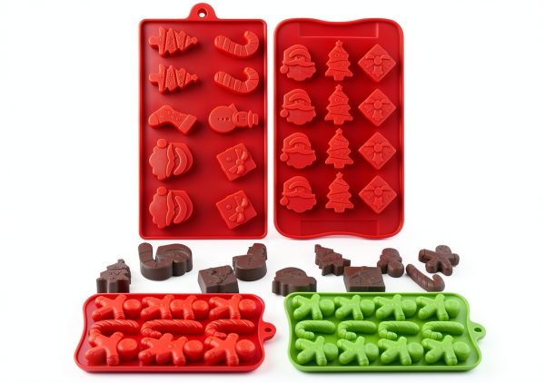 Actvty Christmas Chocolate Molds Silicone BPA Free 6 Pack-0