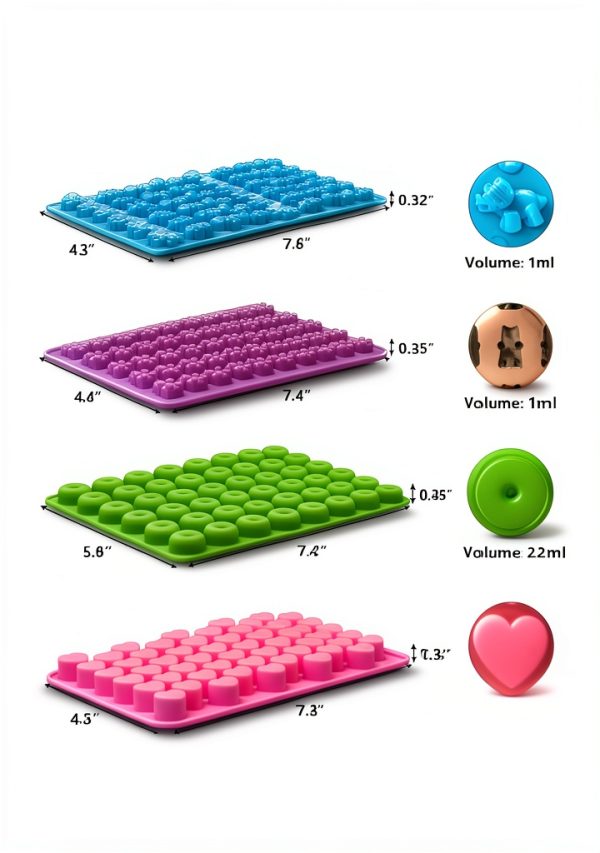 WARM TIME Silicone Gummy Molds BPA Free 4 Pack Shapes-1