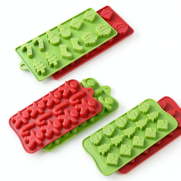 Actvty Christmas Chocolate Molds Silicone BPA Free 6 Pack-1