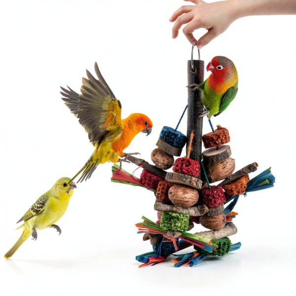 Bissap Bird Chew Toys, Natural Bark Corncob Nuts Parrot Toys and Treats for Conure Cockatoo Parakeet Budgies Cockatiel Lovebirds Pets Cage Bite Toy-4