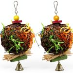 Bird Chewing Toys 2 Pack by EBaokuup Parrot Cage Shredder Wood Rattan-0