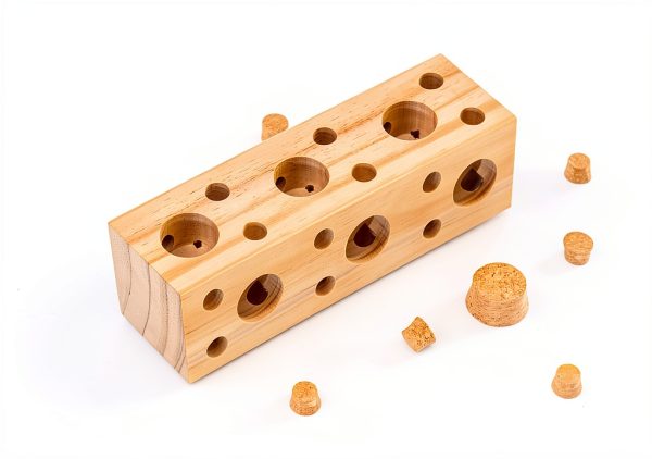 2 Pcs Wooden Bird Chew Toys - 7.9 Inch Hanging Parrot Toys, with 92 Detachable Corks, Relieve Boredom & Anxiety, Foraging Toys, for Parakeet, Cockatiel, Conure, Budgie, Lovebird-3