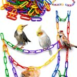 JIALEEY 100PCS Plastic Chain Links, Children's Learning Toy, Mix Color Rainbow DIY C-Clips Chains Hooks Swing Climbing Cage Toys for Bird Sugar Glider Rat Parrot-0
