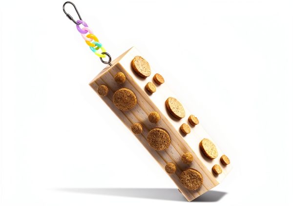 2 Pcs Wooden Bird Chew Toys - 7.9 Inch Hanging Parrot Toys, with 92 Detachable Corks, Relieve Boredom & Anxiety, Foraging Toys, for Parakeet, Cockatiel, Conure, Budgie, Lovebird-2