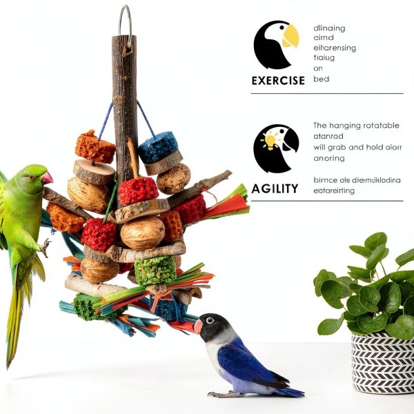 Bissap Bird Chew Toys, Natural Bark Corncob Nuts Parrot Toys and Treats for Conure Cockatoo Parakeet Budgies Cockatiel Lovebirds Pets Cage Bite Toy-3