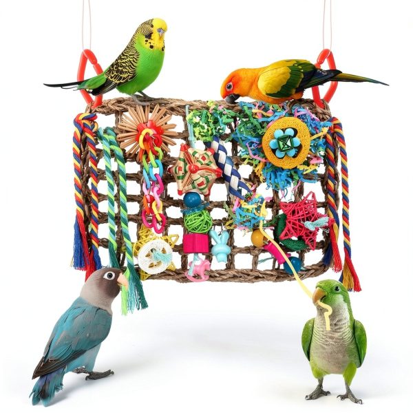 Foraging Toys for Parakeets & Cockatiels YIXUND Seagrass Wall Toys-1