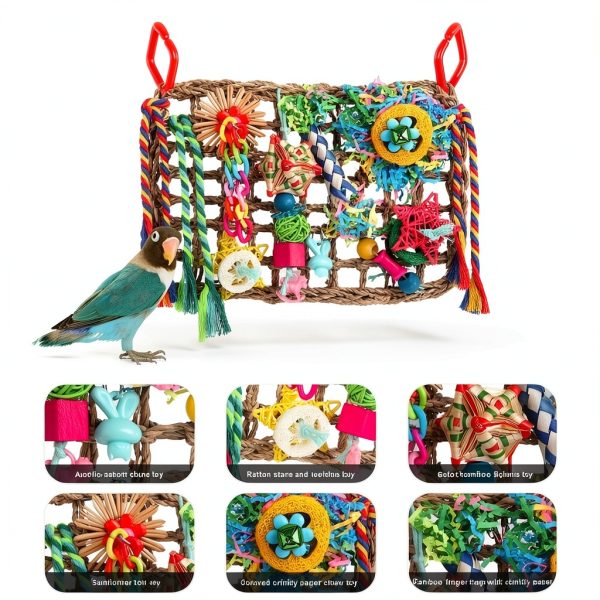 Foraging Toys for Parakeets & Cockatiels YIXUND Seagrass Wall Toys-3