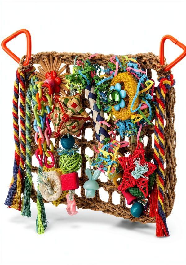 Foraging Toys for Parakeets & Cockatiels YIXUND Seagrass Wall Toys-4