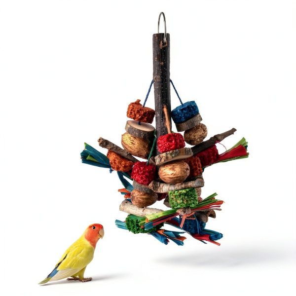Bissap Bird Chew Toys, Natural Bark Corncob Nuts Parrot Toys and Treats for Conure Cockatoo Parakeet Budgies Cockatiel Lovebirds Pets Cage Bite Toy-1