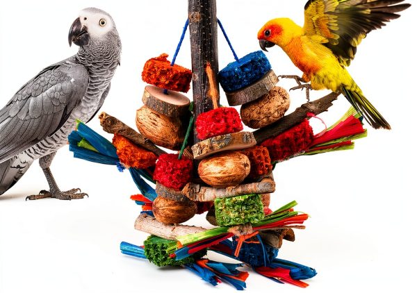 Bissap Bird Chew Toys, Natural Bark Corncob Nuts Parrot Toys and Treats for Conure Cockatoo Parakeet Budgies Cockatiel Lovebirds Pets Cage Bite Toy-0