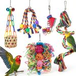 Bird Toys ESRISE Chewing Toy with Rope Perch – Natural Loofah-0