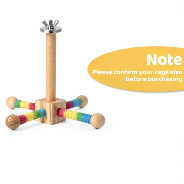 Agape Bird Toy, Parrot 360° Interactive Rotating Perch, Bird Cage Accessories for Small and Medium Parrots to Expend Energy, Wooden Stand for Parakeets Cockatiels Lovebirds Conures Finches Budgies-3