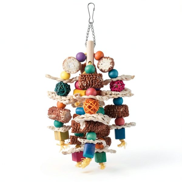 lovyoCoCo Parrot Toys Bird Toys Natural Corn Cob Bird chew Toys for Small and Medium-Sized Macaws,African Grey,Cockatoos,Amazon Parrots,Parakeet,Cockatiel,Sun Conure, Lovebird with Wooden Blocks-5