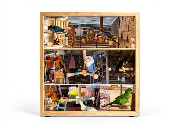 Agape Bird Toy, Parrot 360° Interactive Rotating Perch, Bird Cage Accessories for Small and Medium Parrots to Expend Energy, Wooden Stand for Parakeets Cockatiels Lovebirds Conures Finches Budgies-4