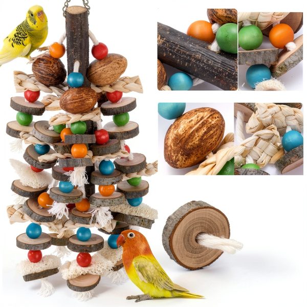 BBjinronjy Large Parrot Toys Bird Chewing Toys Natural Nuts Corn-3