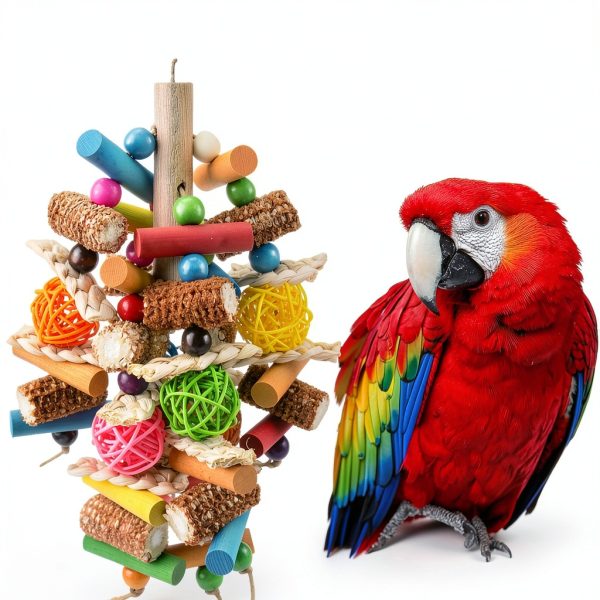 Bird Toys, Parrot Toys for Large Birds, Natural Peppered Wood African Grey Parrots, Macaws, Cockatoos, Amazon Parrot chew Toys, Aviary Hanging Toys-2