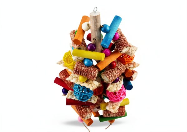 Bird Toys, Parrot Toys for Large Birds, Natural Peppered Wood African Grey Parrots, Macaws, Cockatoos, Amazon Parrot chew Toys, Aviary Hanging Toys-1