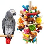 Bird Toys, Parrot Toys for Large Birds, Natural Peppered Wood African Grey Parrots, Macaws, Cockatoos, Amazon Parrot chew Toys, Aviary Hanging Toys-0