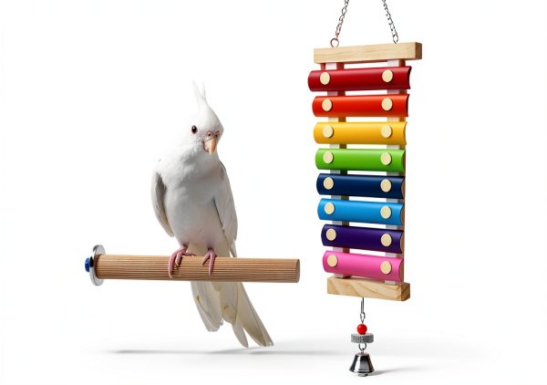 Large Parrot Suspensible Xylophone Toy, Multicolored Natural Wooden Bird Chewing Toys with Grinding Stone for Large, Medium Birds, Macaws, African Grey, Cockatoos, Amazon-1