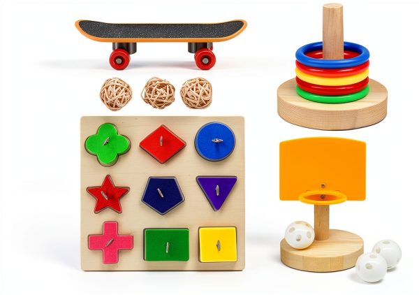 Bird Toys Parakeet Set 5pcs by HOORITO Natural Wood & ABS Design-2