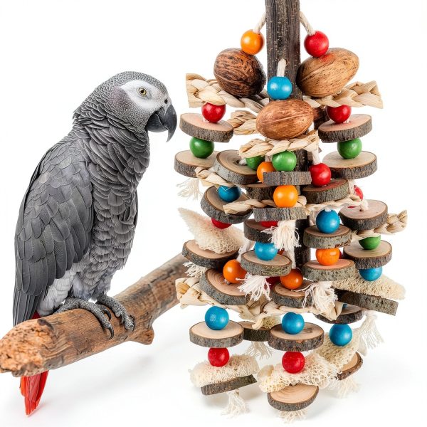 BBjinronjy Large Parrot Toys Bird Chewing Toys Natural Nuts Corn-4
